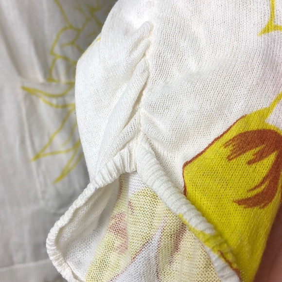 Anthropologie Sparrow White Yellow Floral Print Lightweight Cardigan Size S - Picture 6 of 13